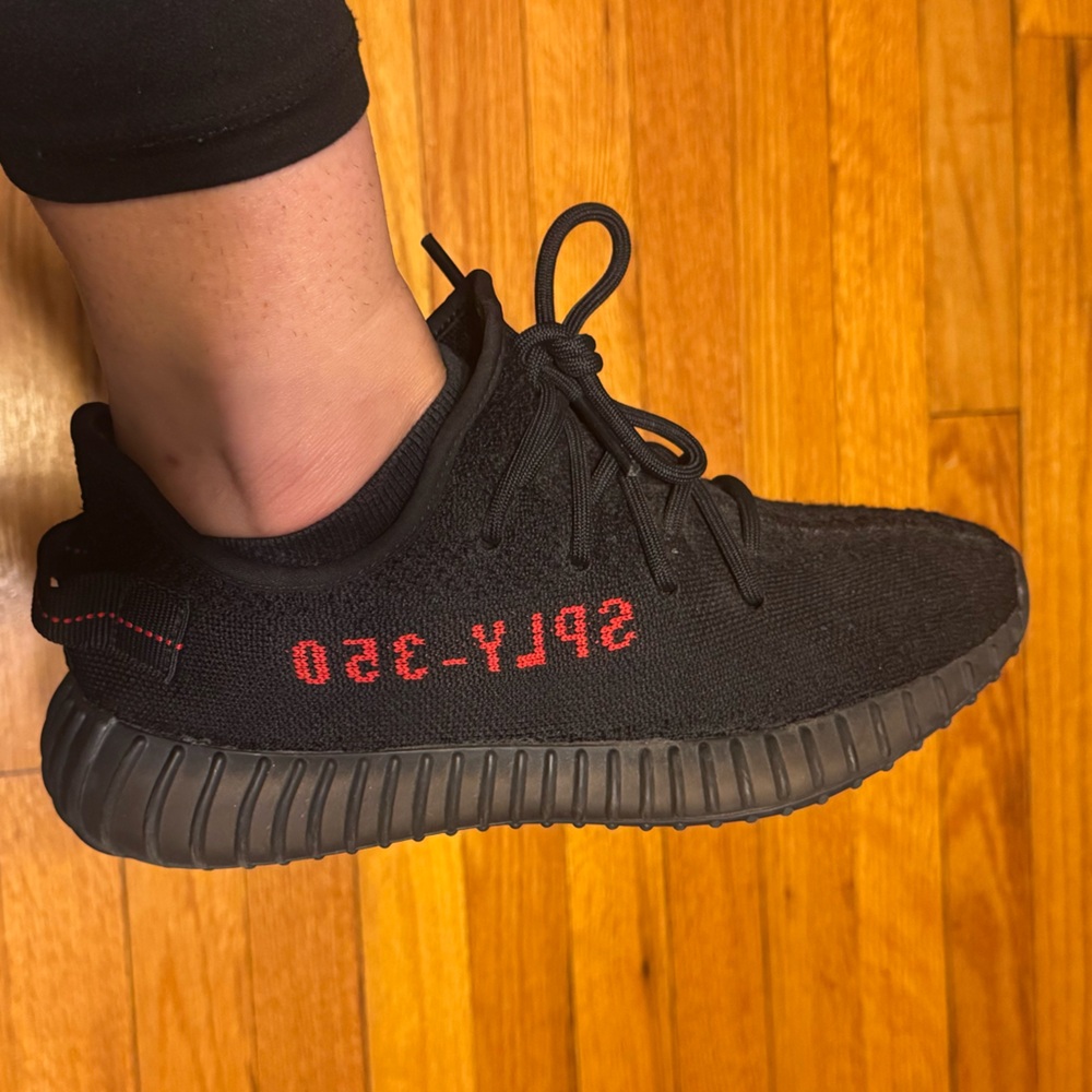 Adidas Black and Red Knit Sneakers